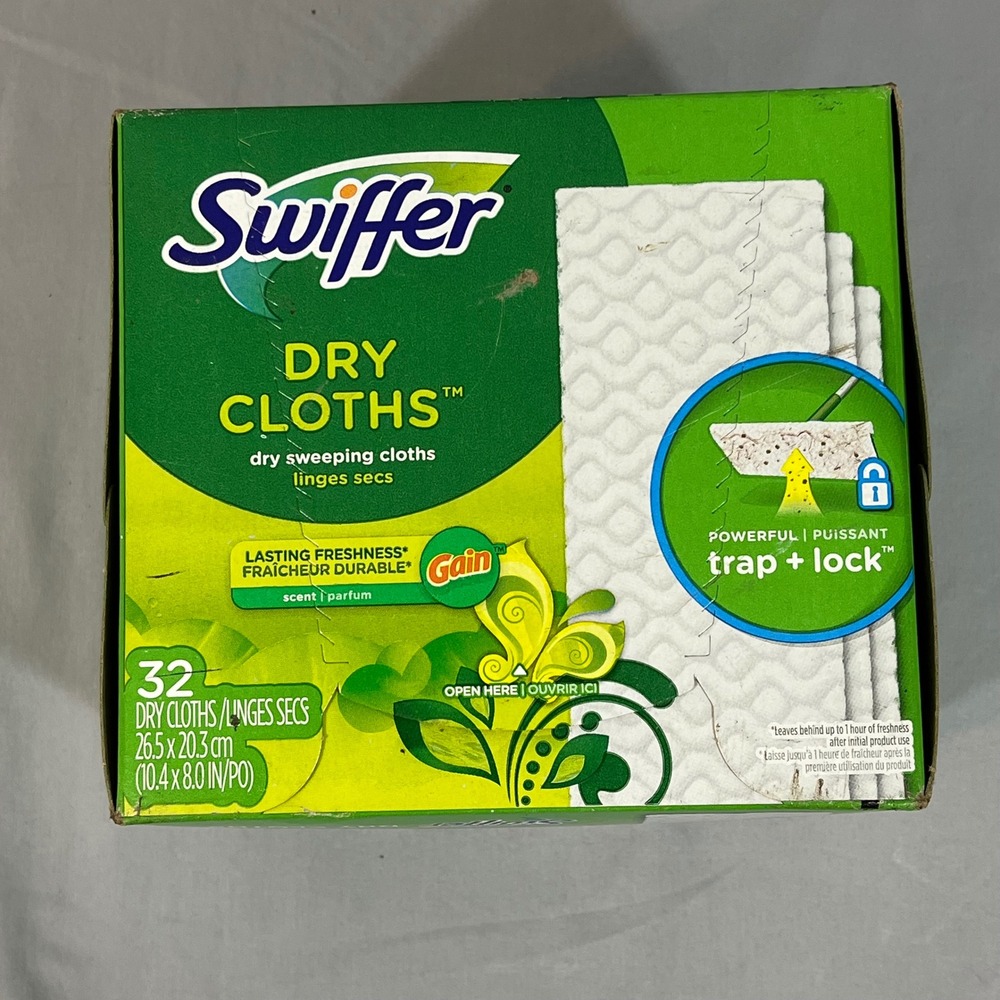 Swiffer Dry Sweeping Cloths Gain Scent 32 Count Trap + Lock Refills 10.4x8.0in